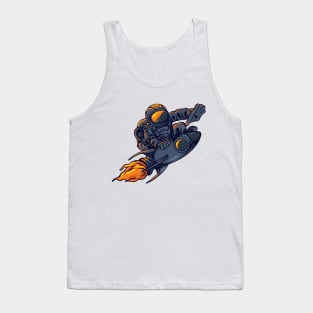 Astronaut Surfing On a Rocket Tank Top
